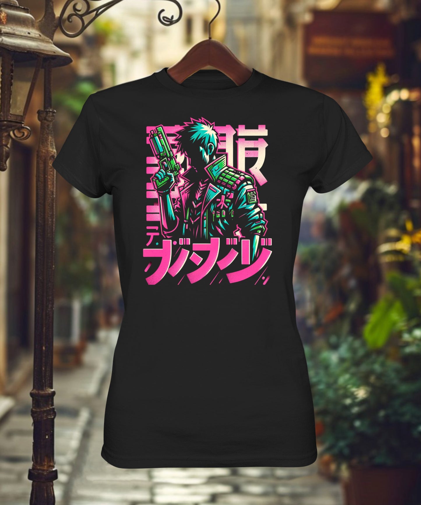 Anime Boy with Gun - Ladies Premium Shirt