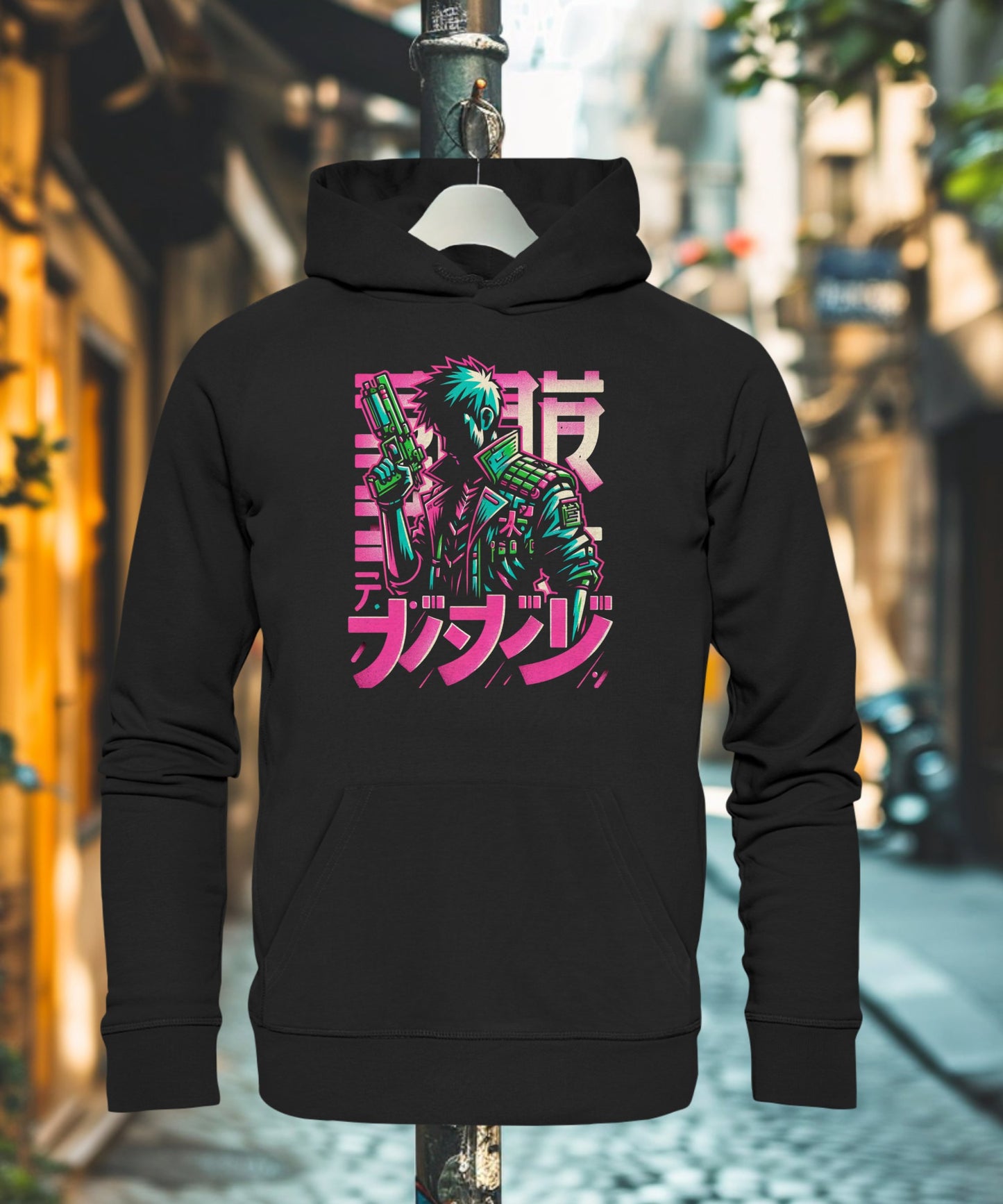 Anime Boy with Gun - Premium Unisex Hoodie