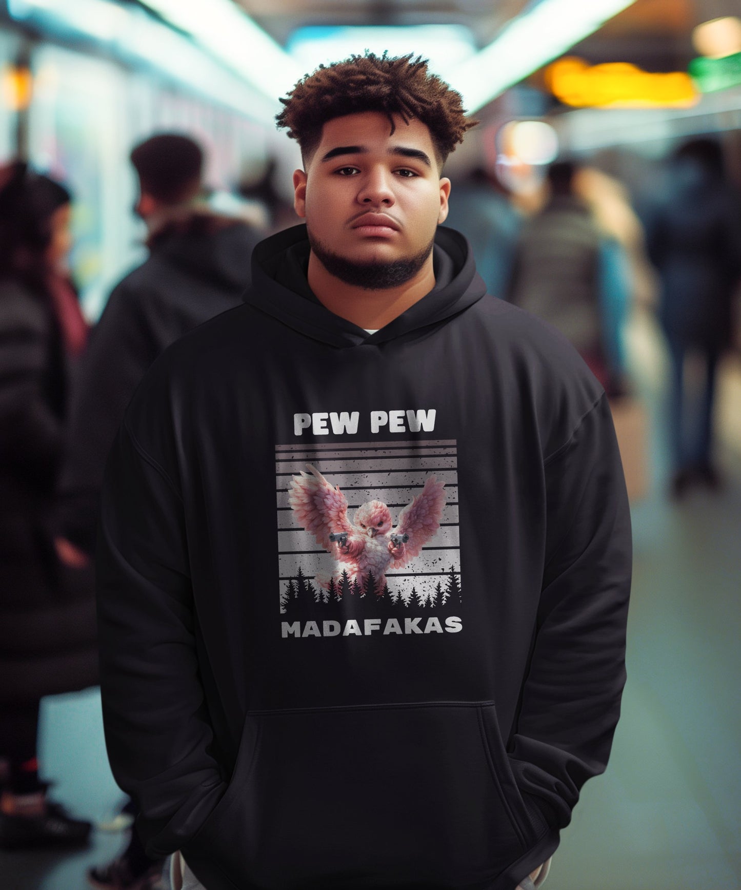 Pew Pew pinker Vogel - Premium Unisex Hoodie