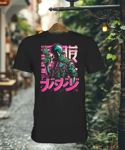 Anime Boy with Gun - Premium Shirt