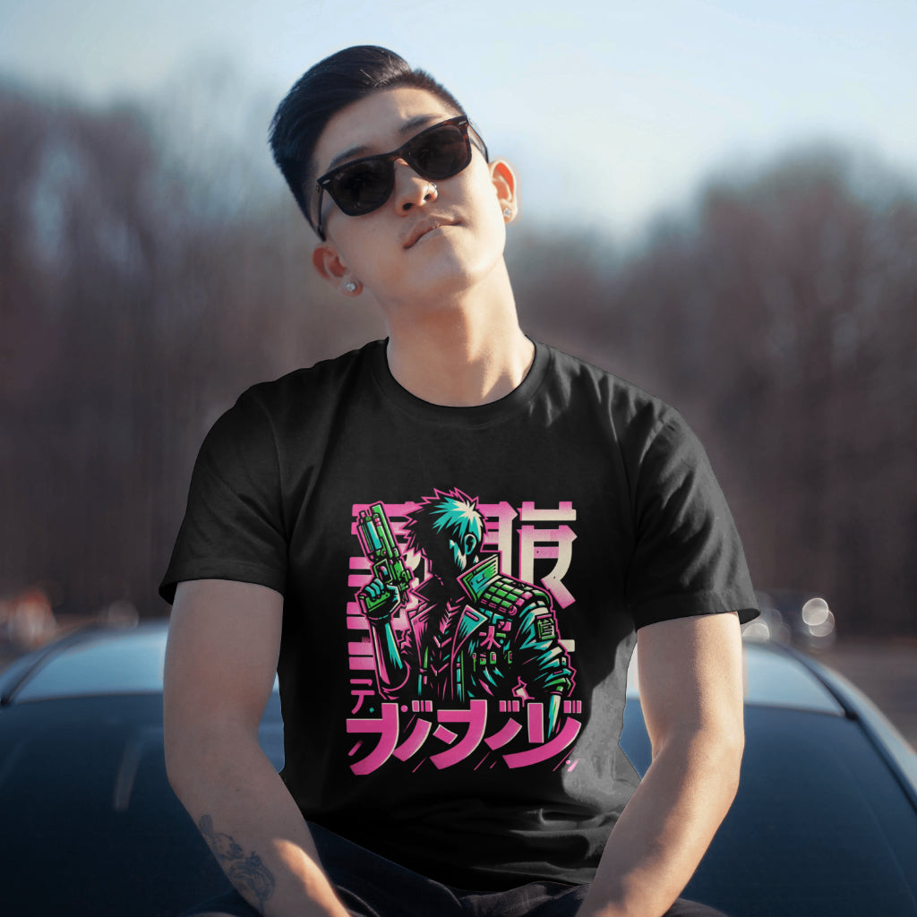 Anime Boy with Gun - Premium Shirt