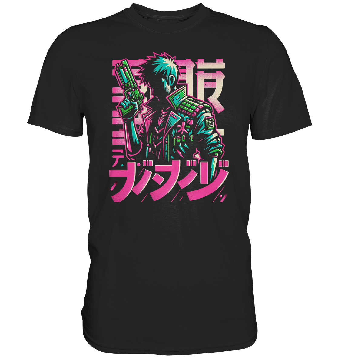 Anime Boy with Gun - Premium Shirt