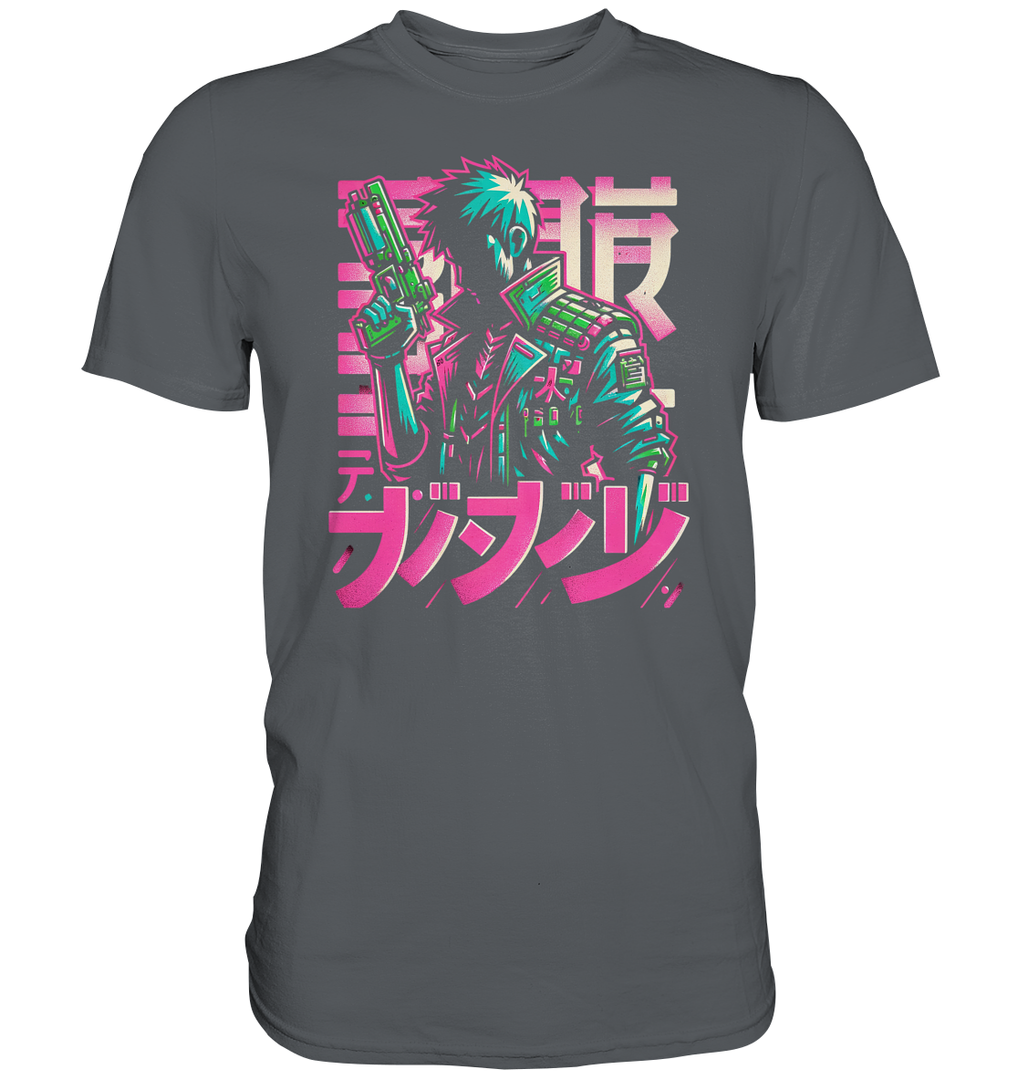 Anime Boy with Gun - Premium Shirt