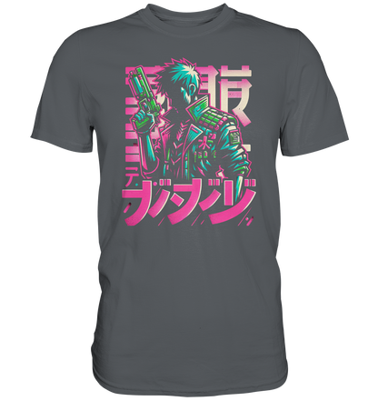 Anime Boy with Gun - Premium Shirt