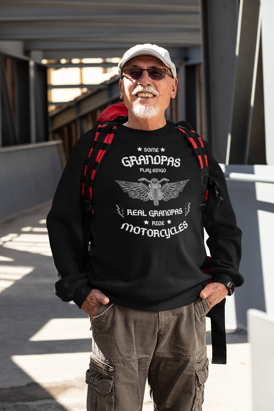 Some Grandpas Play Bingo, Real Ones Drive Motorcycles, Bikers - Premium Sweatshirt