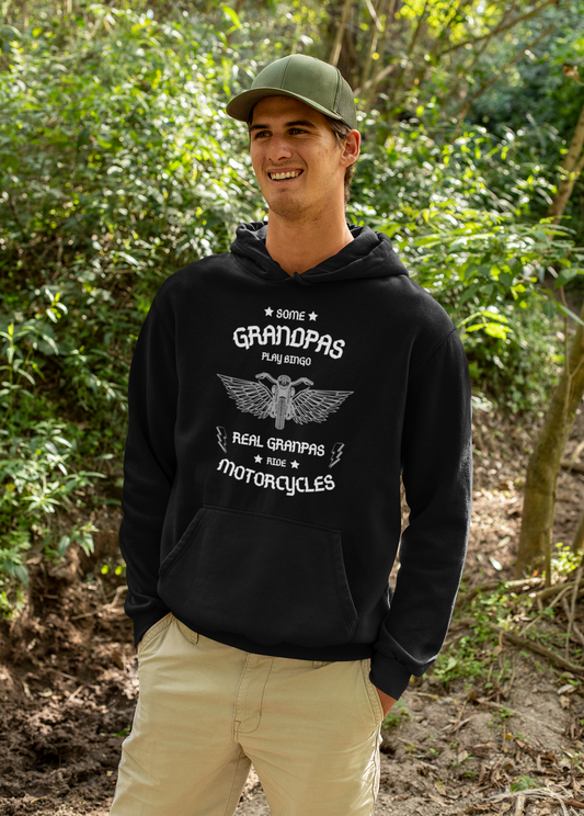 Some Grandpas Play Bingo, Real Ones Drive Motorcycles, Bikers - Premium Unisex Hoodie